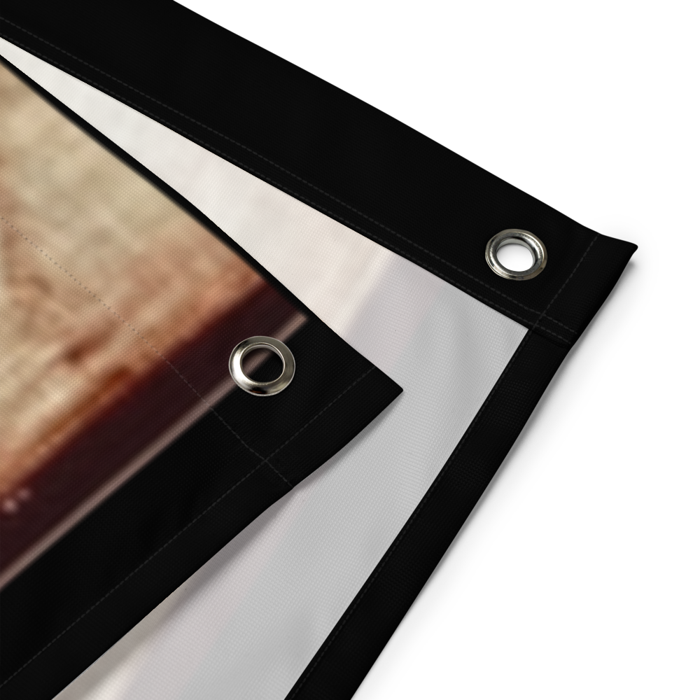 Shroud of Turin Replica Flag – Gospel Noir Study Print — white, design detail