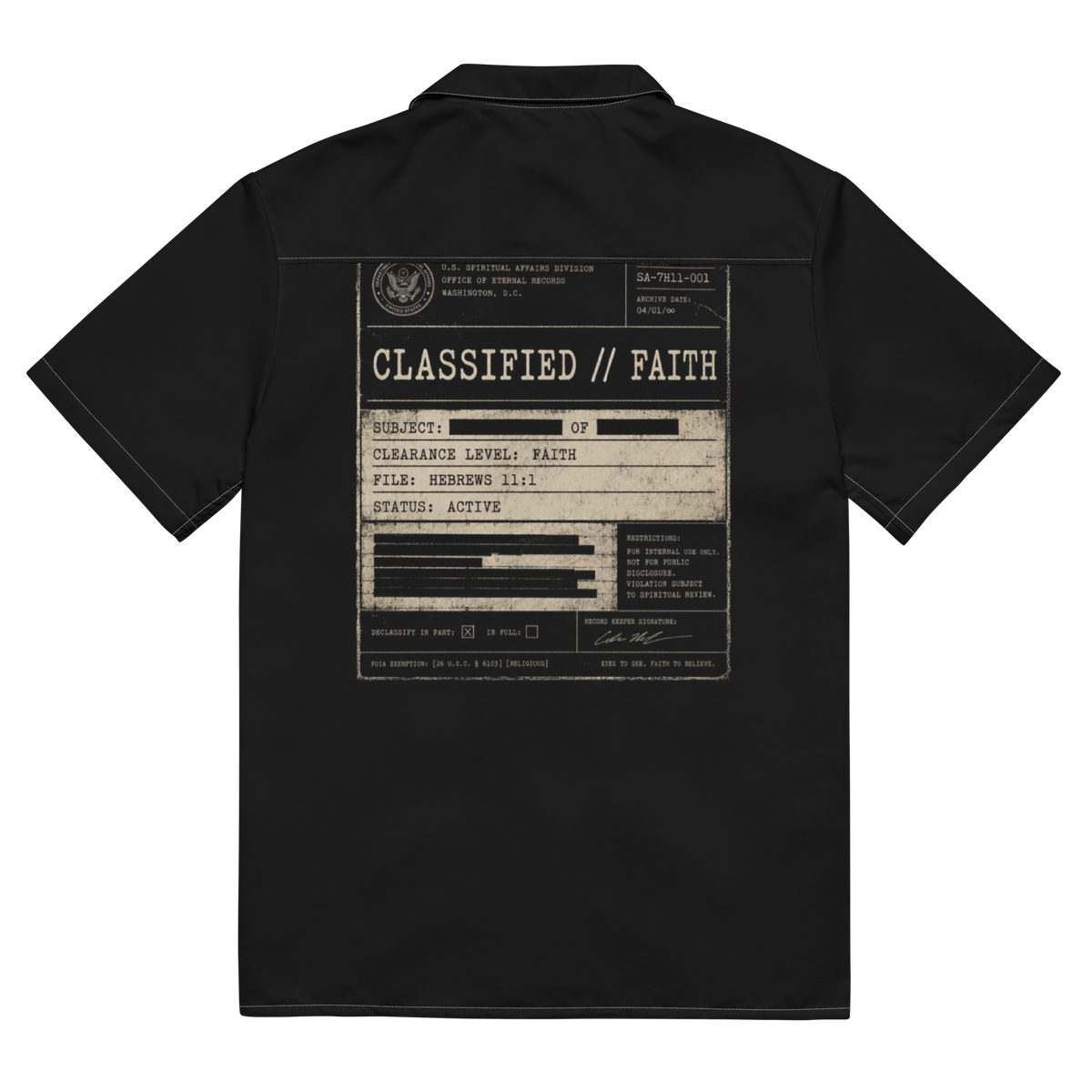 Case Closed: Risen Christian Button-Down Shirt — white, back view