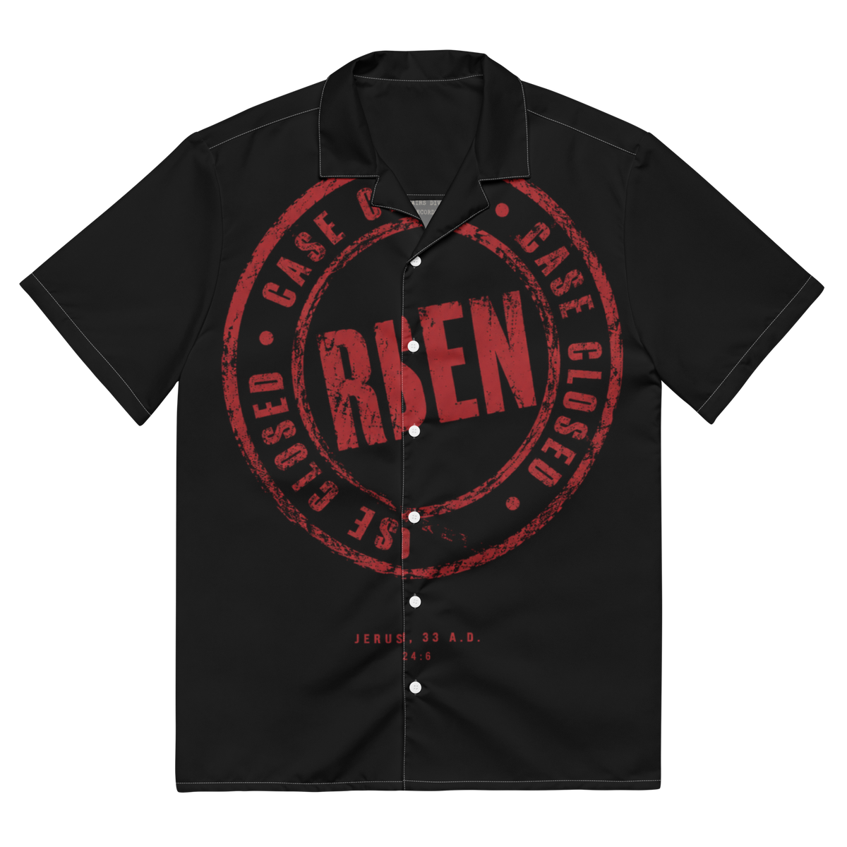 Case Closed: Risen Christian Button-Down Shirt — white, front view 2