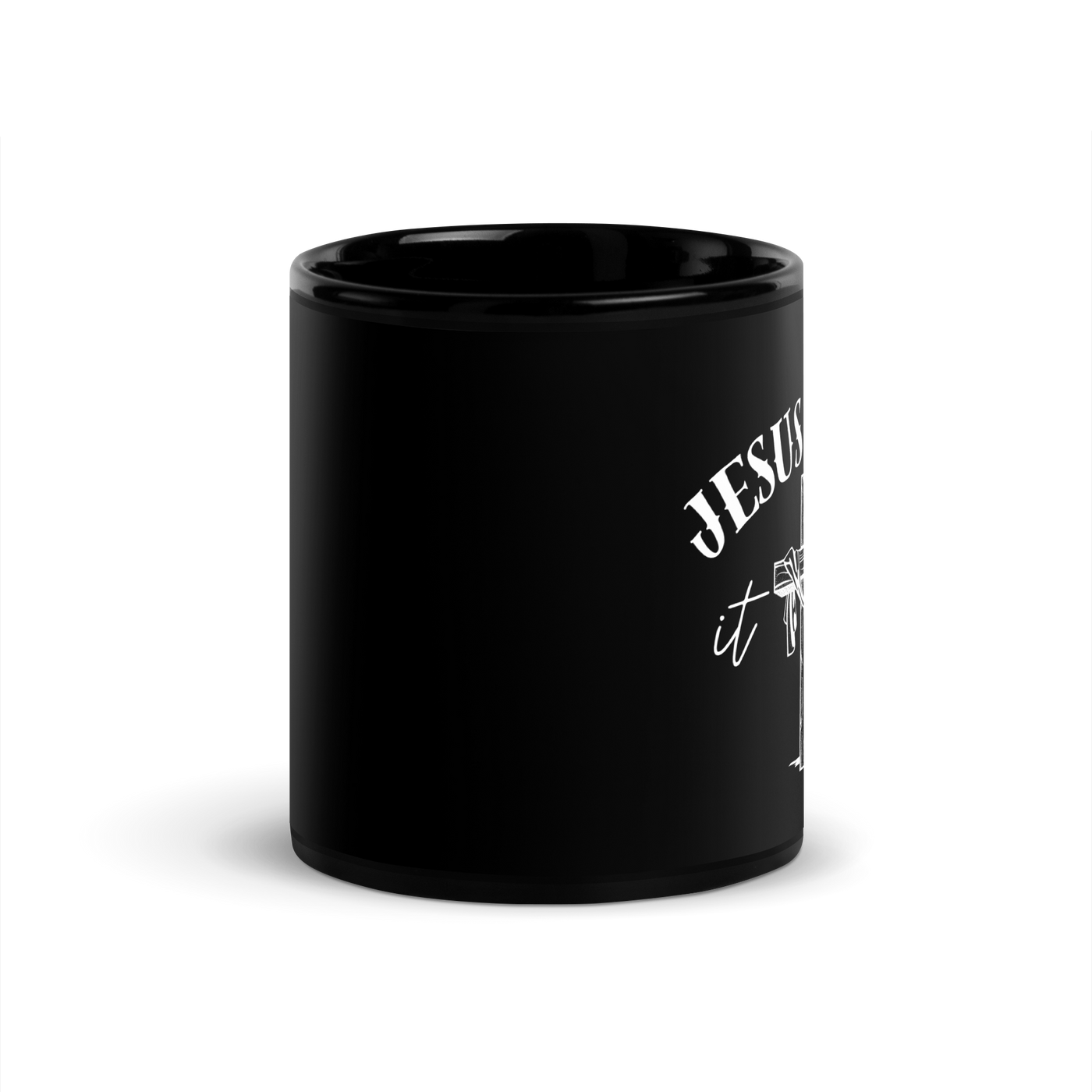 Jesus Paid It All Ephesians 2:8–9 Black Christian Mug – 11 oz — black, front view