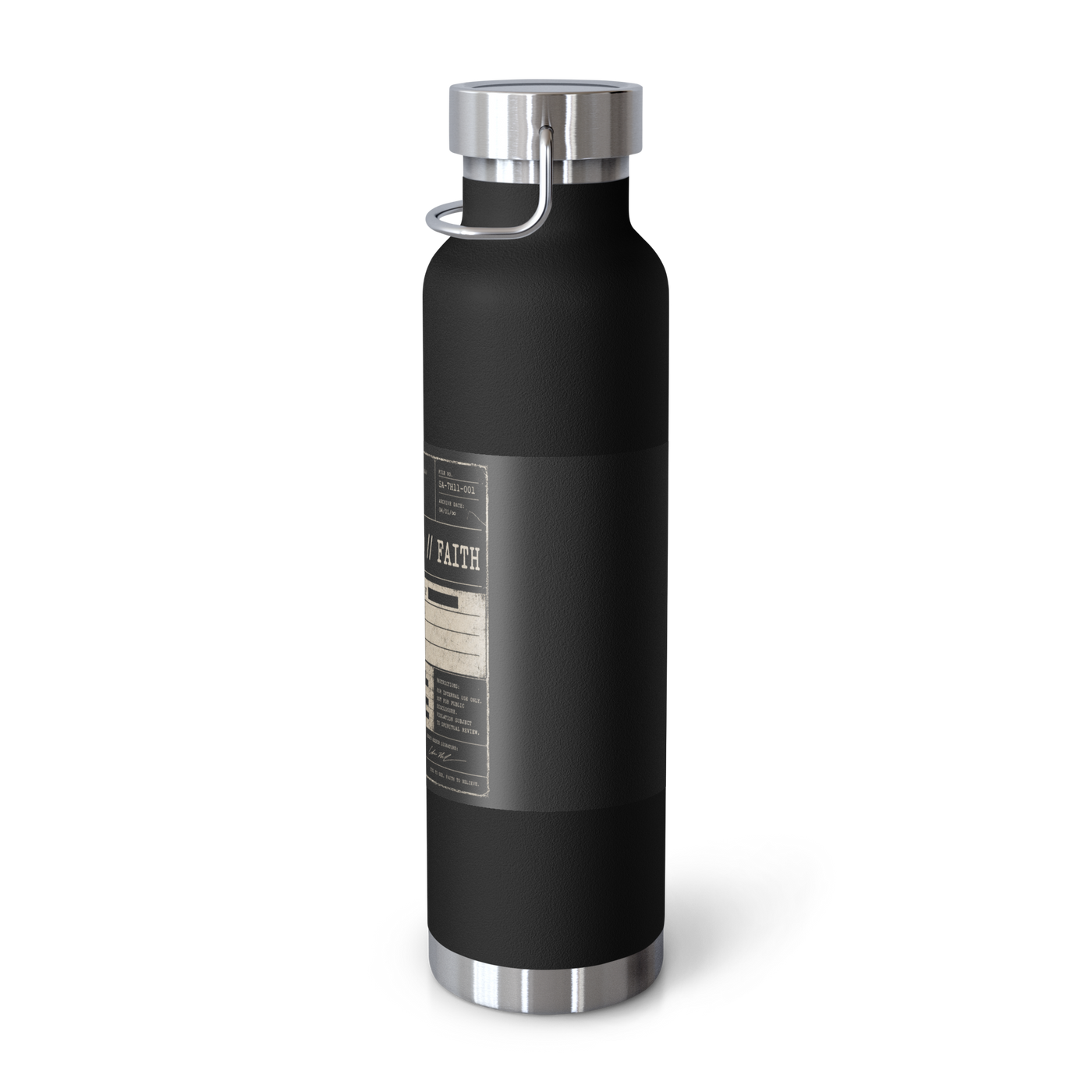 Classified Evidence 22 oz insulated bottle — black, right-side view
