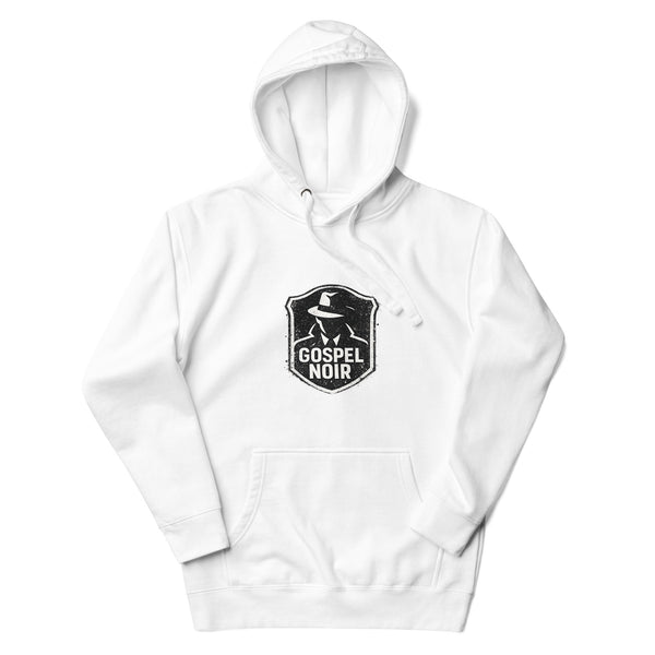 Gospel Noir Evidence Hoodie – Christian Streetwear Pullover — white, front view