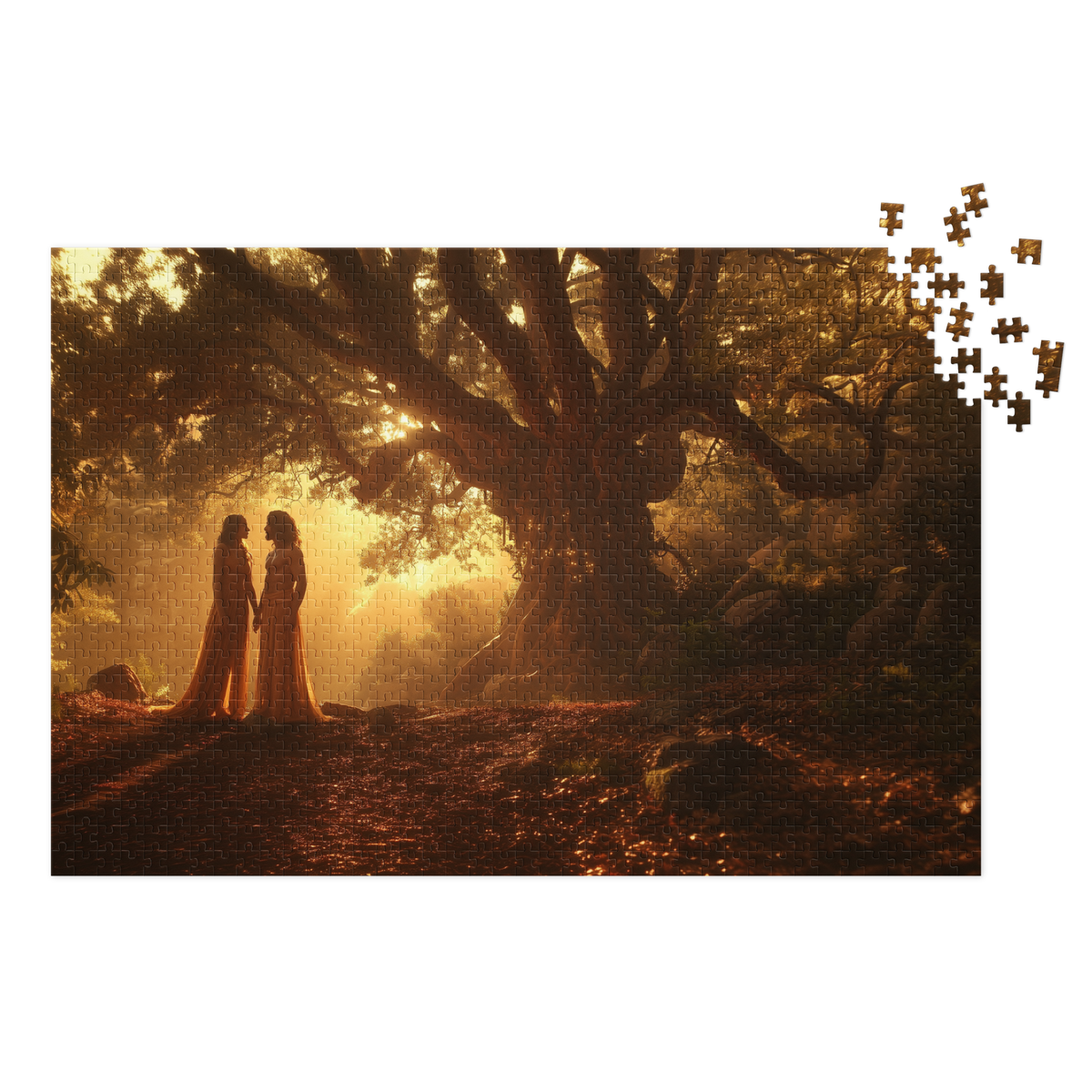 Adam and Eve Christian 1000-piece jigsaw puzzle with metal tin and Genesis-inspired artwork.