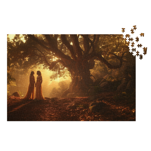 Adam and Eve Christian 1000-piece jigsaw puzzle with metal tin and Genesis-inspired artwork.