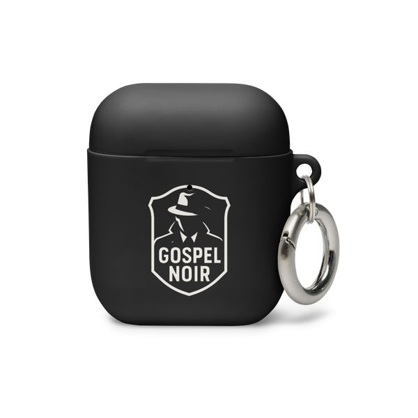 Gospel Noir AirPods protective case — black AirPods case, front view