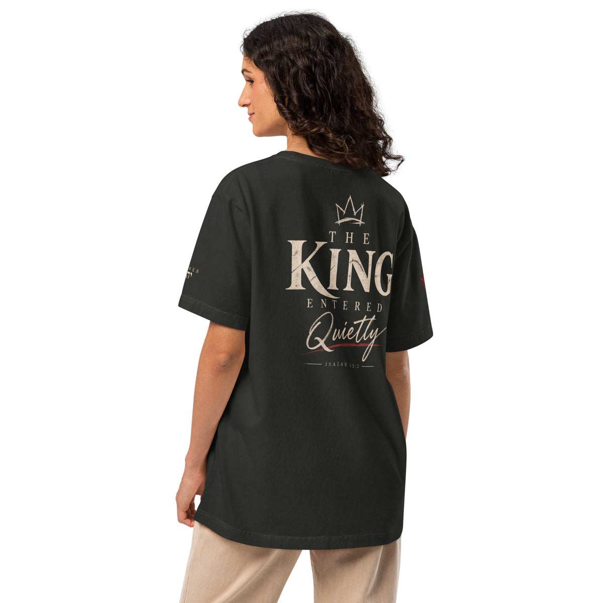 Christ the King heavyweight oversized Christian T-shirt with Gospel Noir streetwear design.