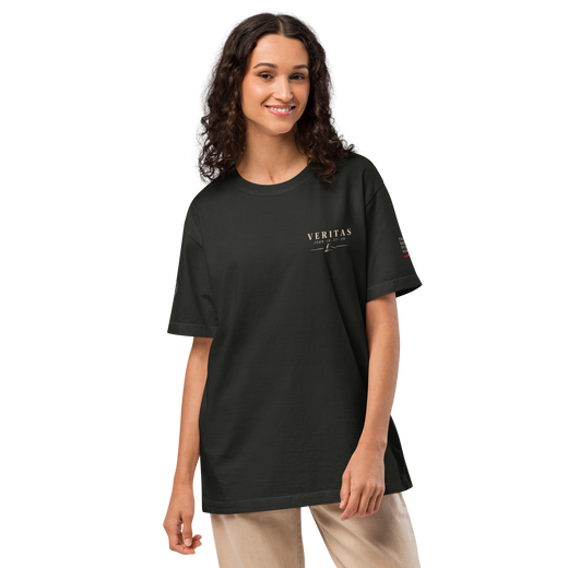 The Truth Can Handle Questions Christian apologetics oversized T-shirt by Gospel Noir, product view.
