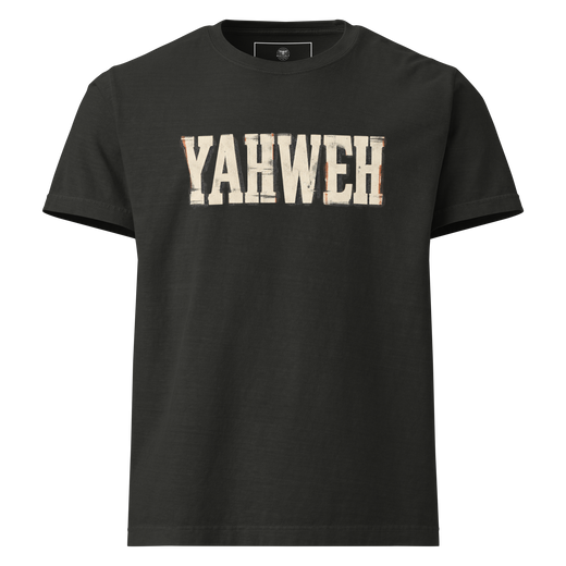 Yahweh Christian oversized T-shirt Sacred Name Archive Edition by Gospel Noir, front view.