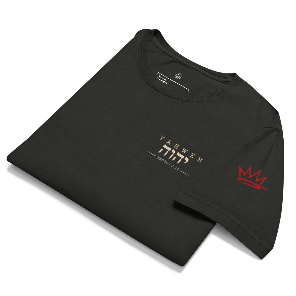 Christian Discernment Oversized T-Shirt — Test the Source, Not the Spectacle — black, front. Gospel Noir Christian T-shirt by Heavenly Crafted, Christmas Christian streetwear gift