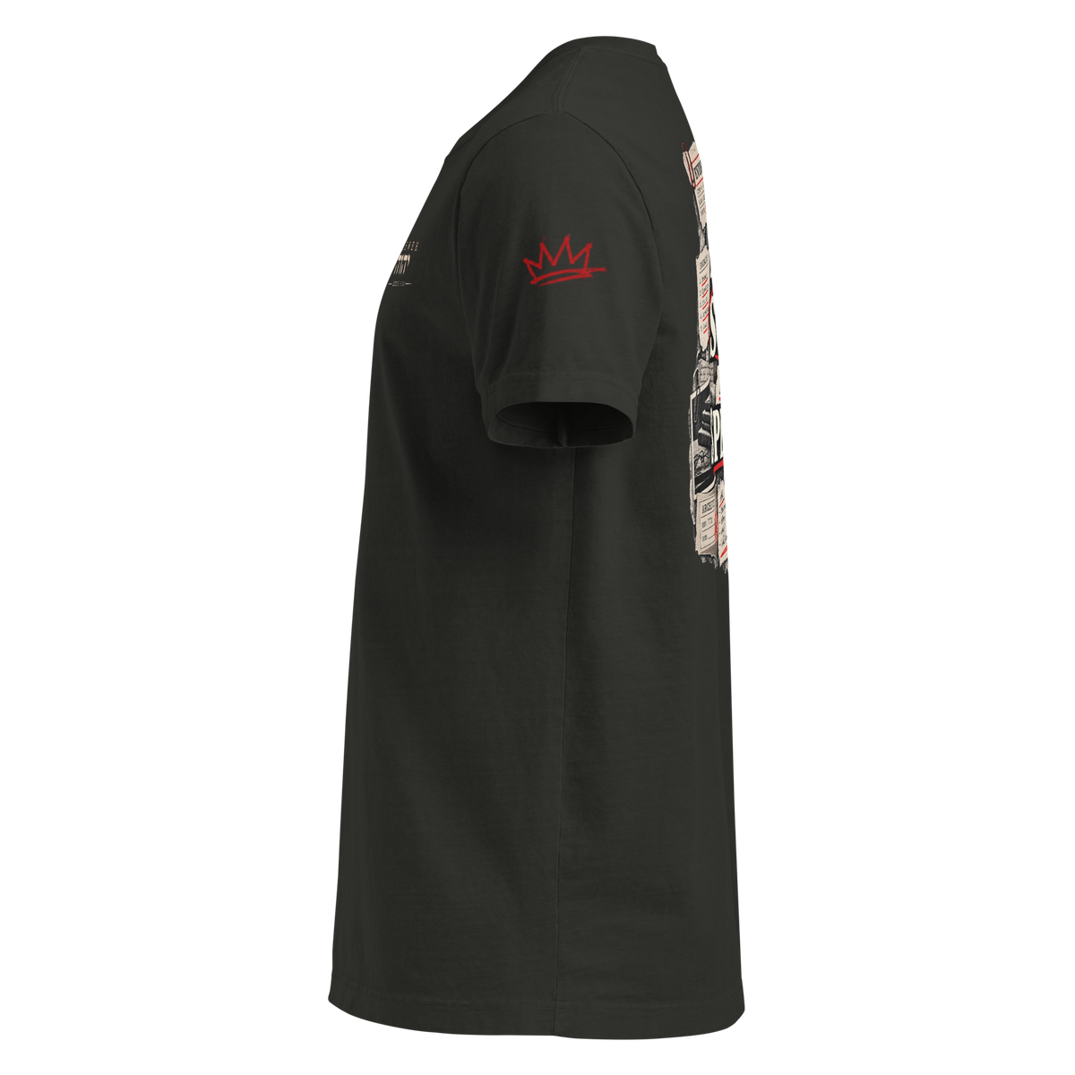 Test the Source Not the Spectacle II Christian oversized T-shirt — washed black, left-side view