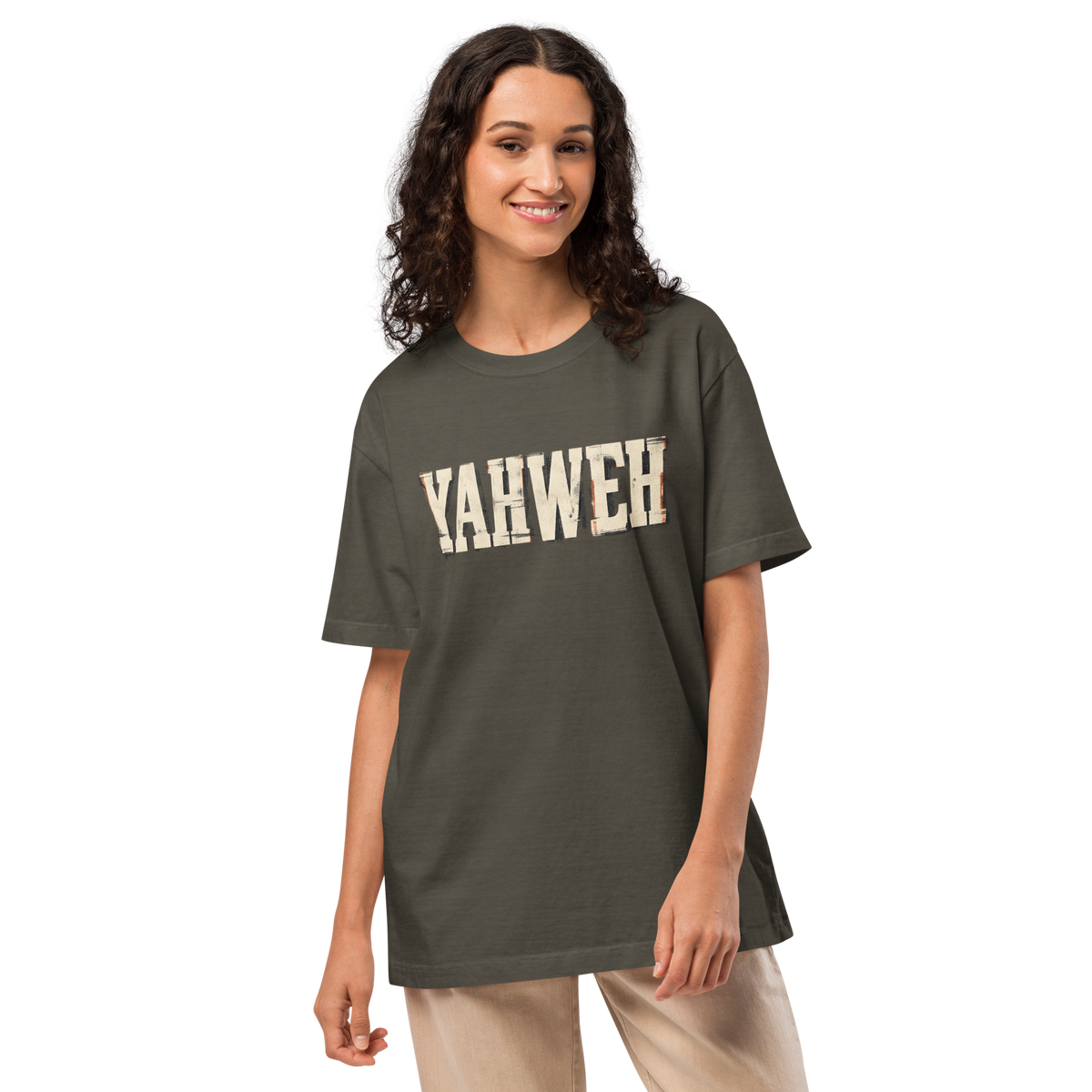 Yahweh Christian oversized T-shirt Sacred Name Archive Edition by Gospel Noir, product view.