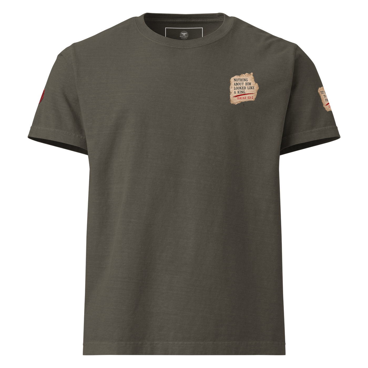 The King Came Quietly Christian Christmas oversized T-shirt — washed charcoal, alternate front view