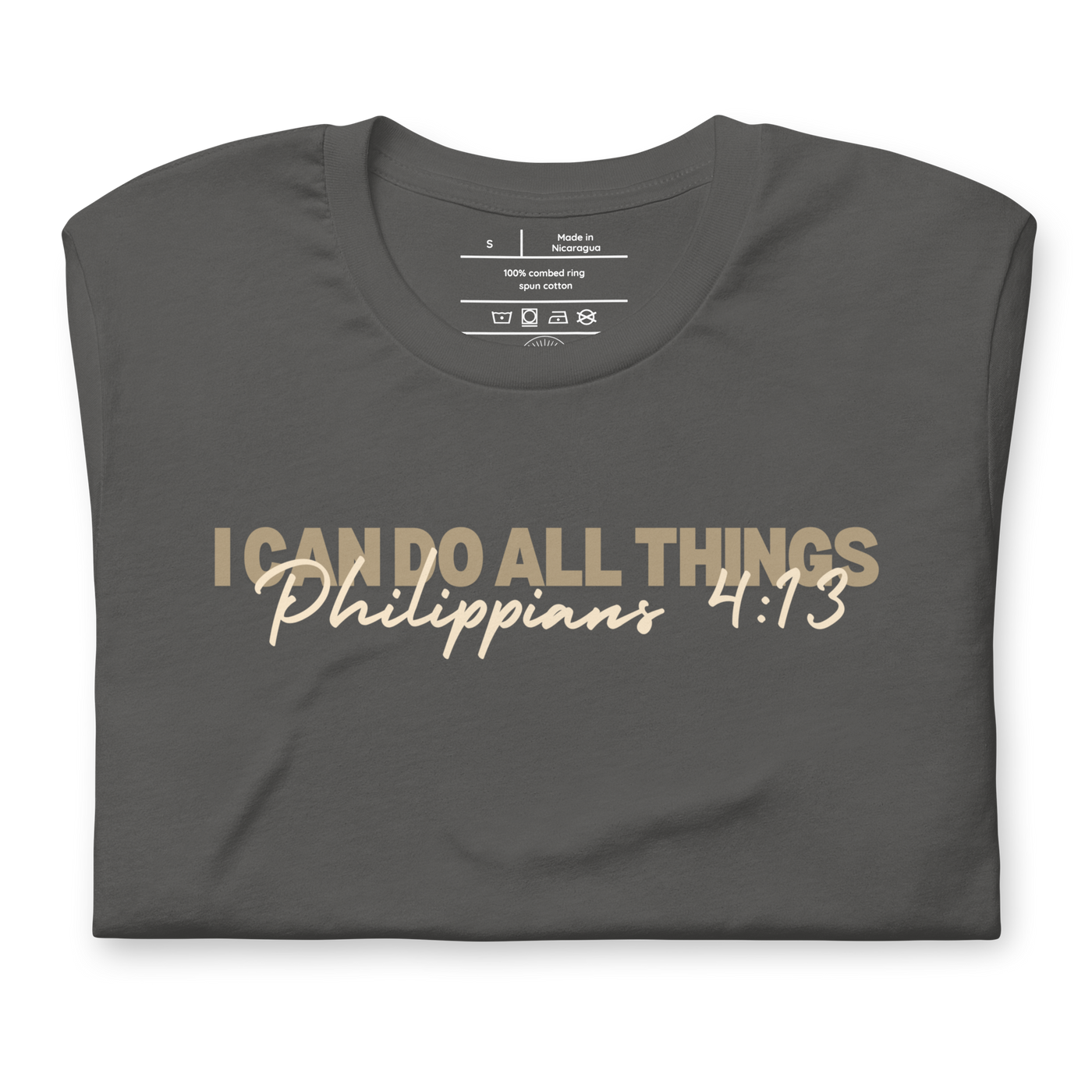 I Can Do All Things Philippians 4:13 Christian T-Shirt — folded view