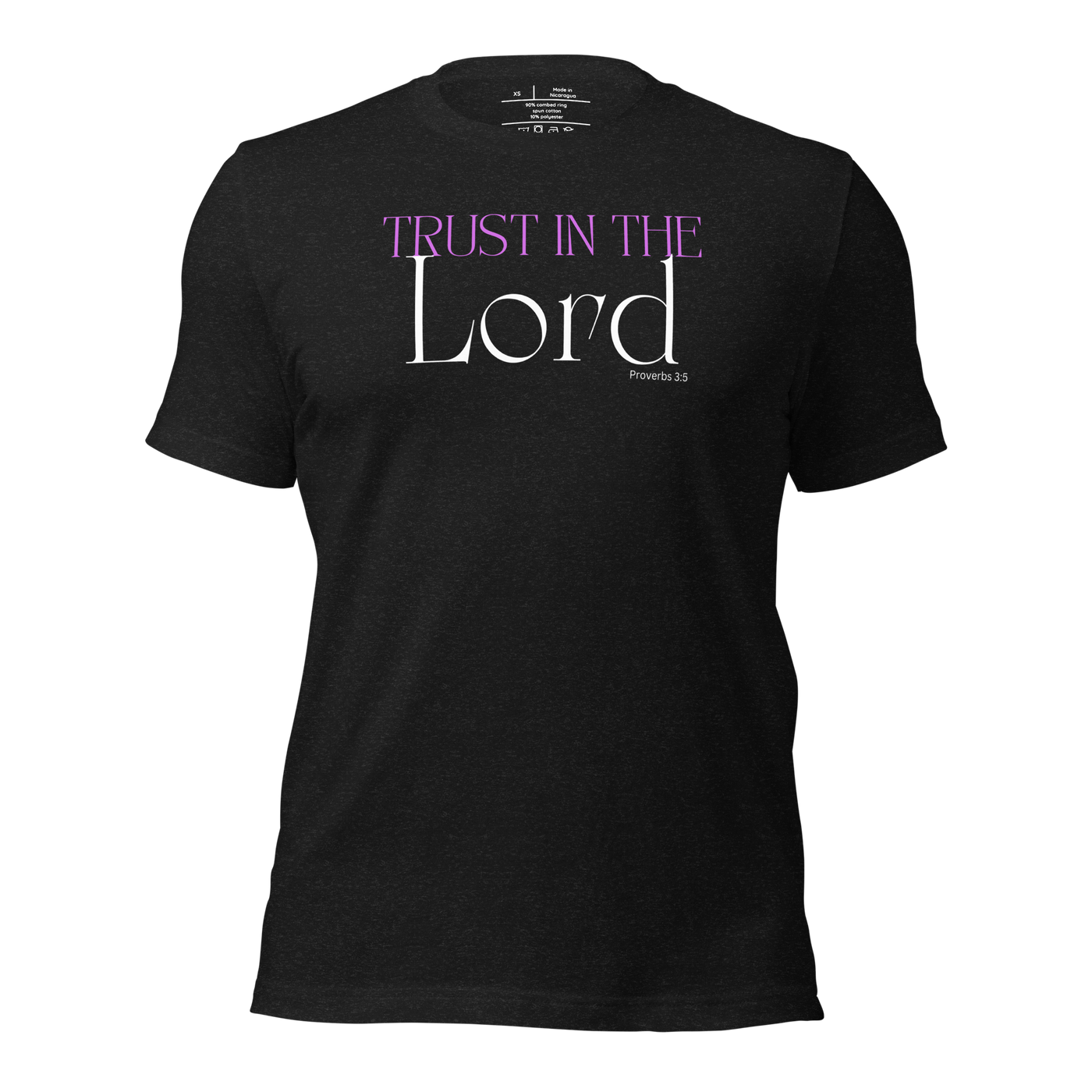 Trust in the Lord Proverbs 3:5 Christian T-Shirt — black heather, product mockup