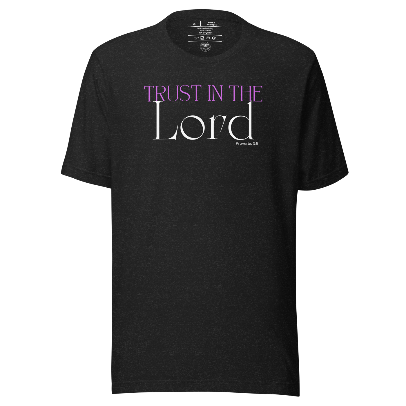 Trust in the Lord Proverbs 3:5 Christian T-Shirt — black heather, front view