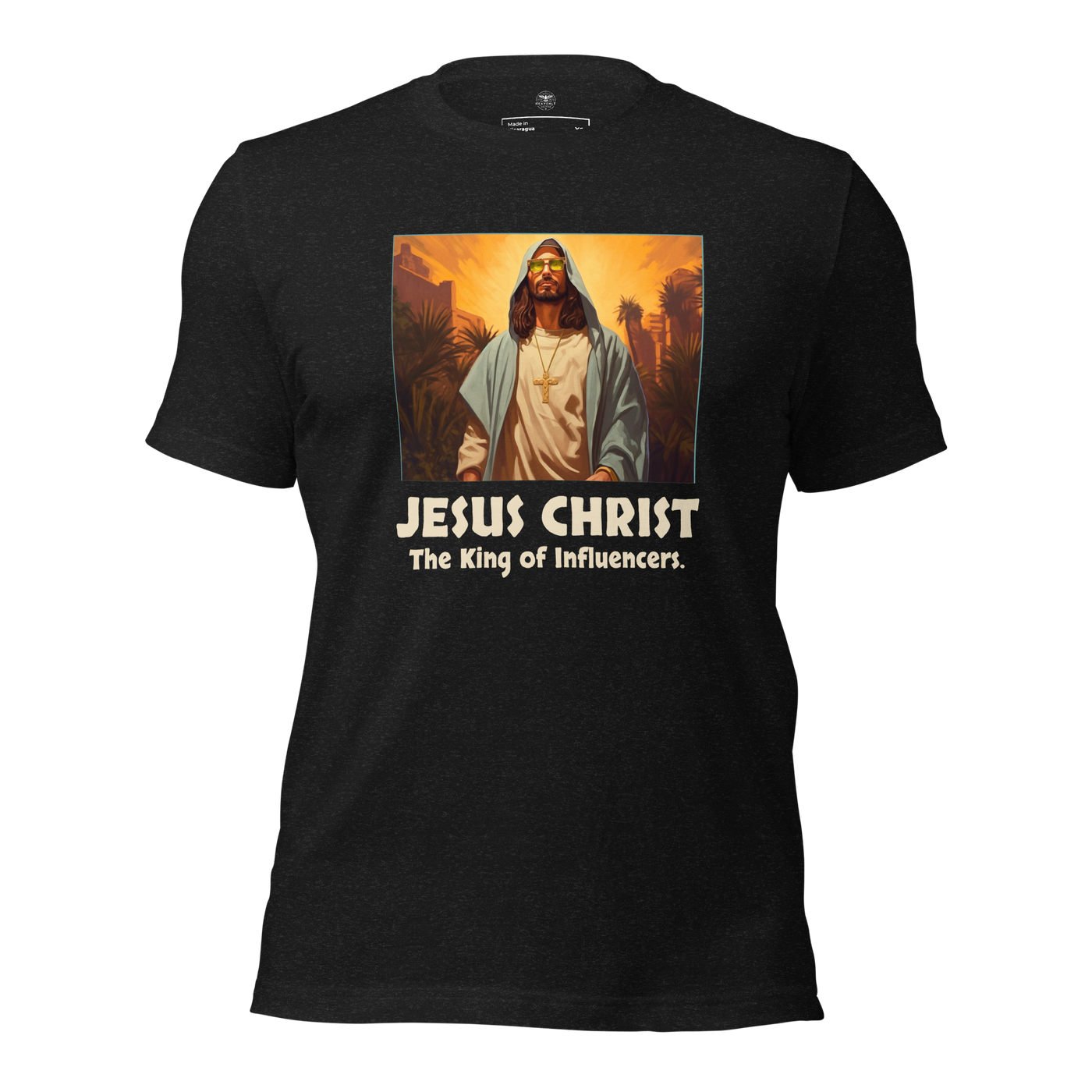 Jesus: King of Influencers Christian Graphic T-Shirt — black, front view