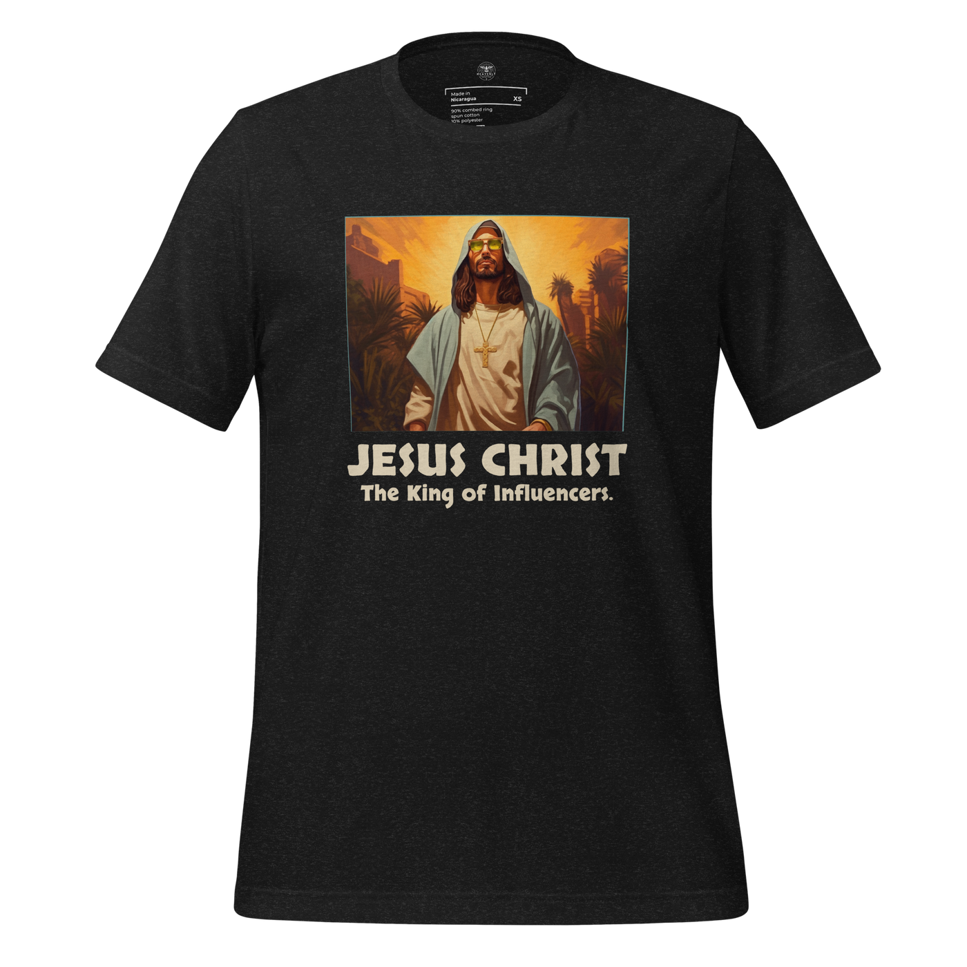 Jesus: King of Influencers Christian Graphic T-Shirt — black, front view 4
