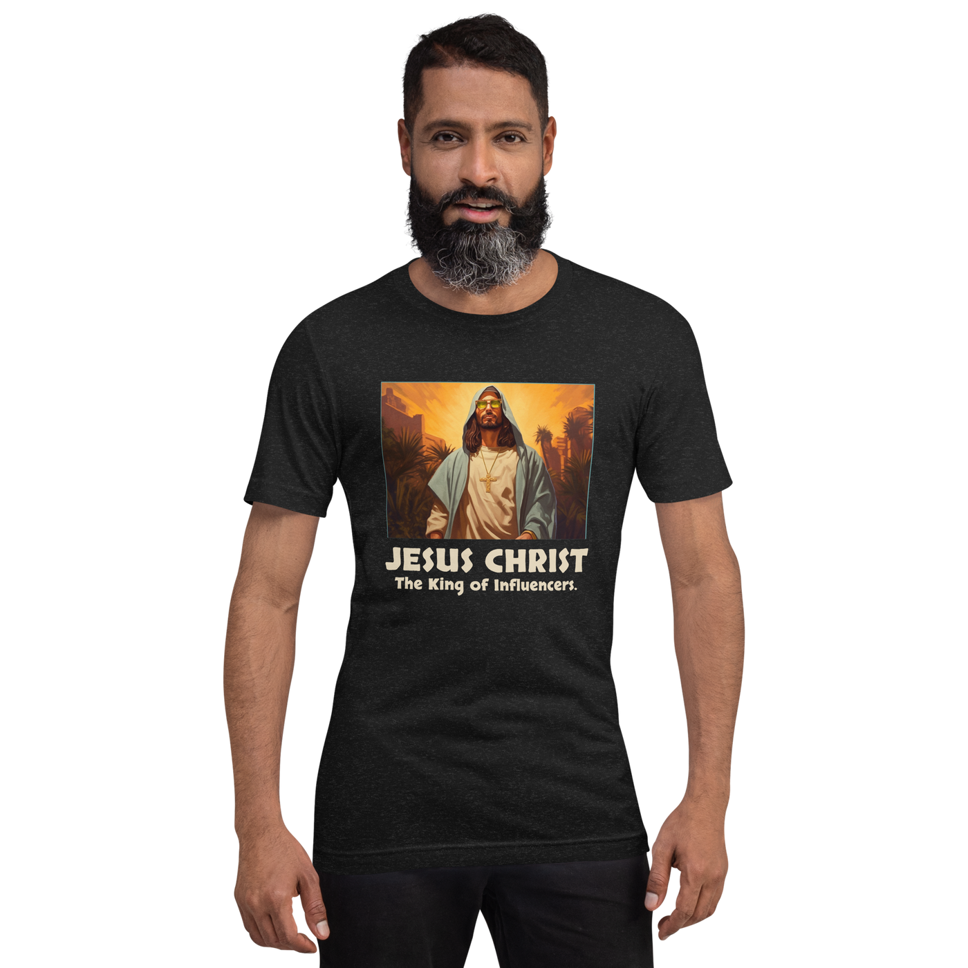 Jesus: King of Influencers Christian Graphic T-Shirt — black, front view 6
