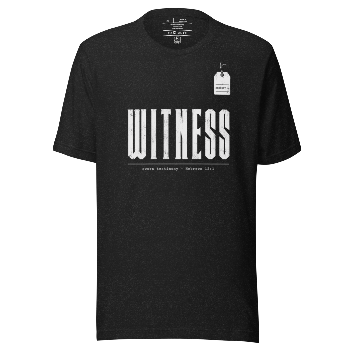 Witness Hebrews 12:1 Christian T-Shirt — black, product view 2