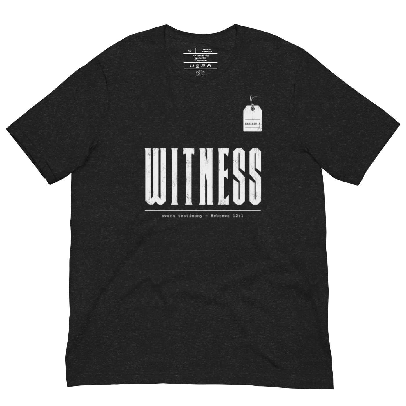 Witness Hebrews 12:1 Christian T-Shirt — black, product view 4