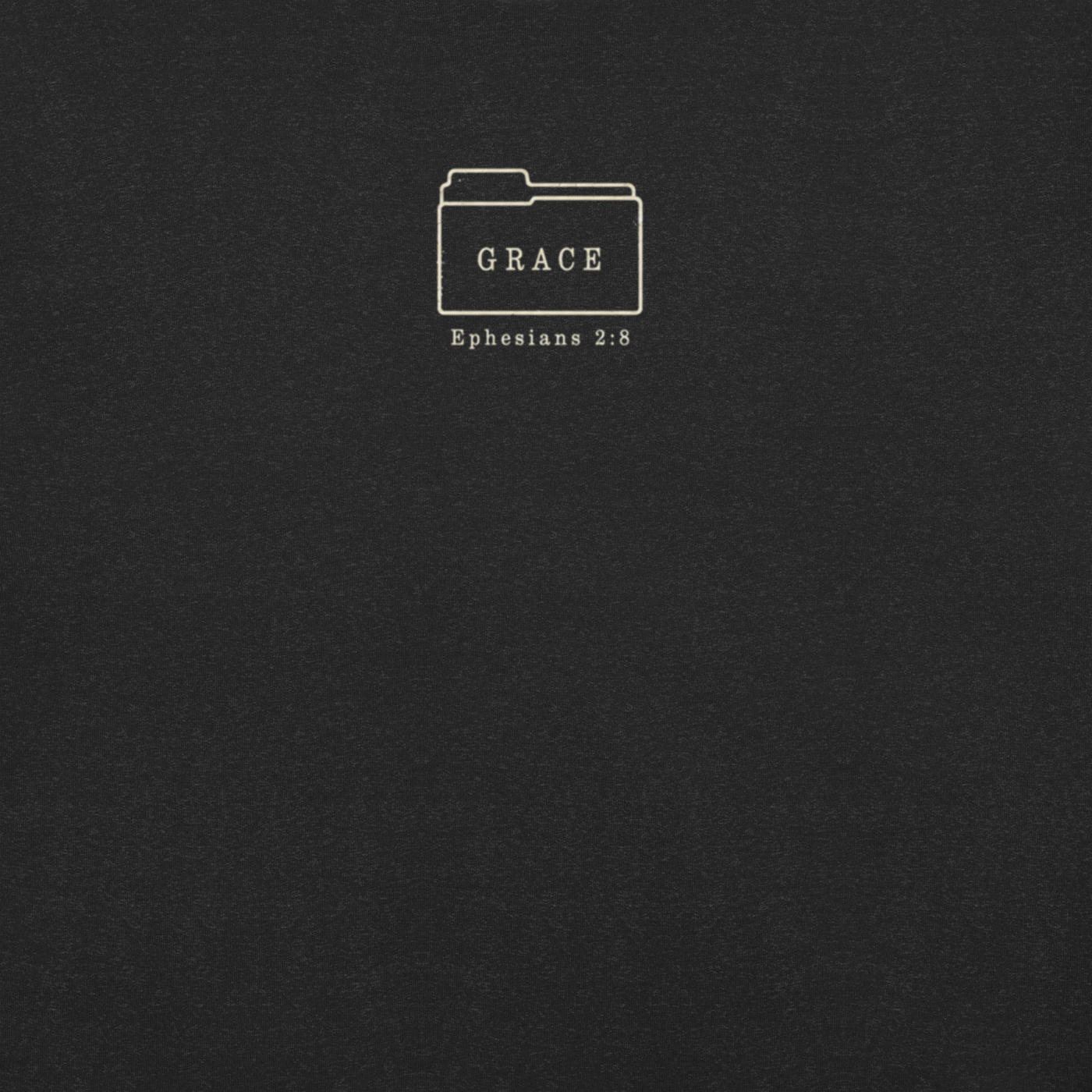 Filed Under Grace Ephesians 2:8 Christian T-Shirt — black, design detail