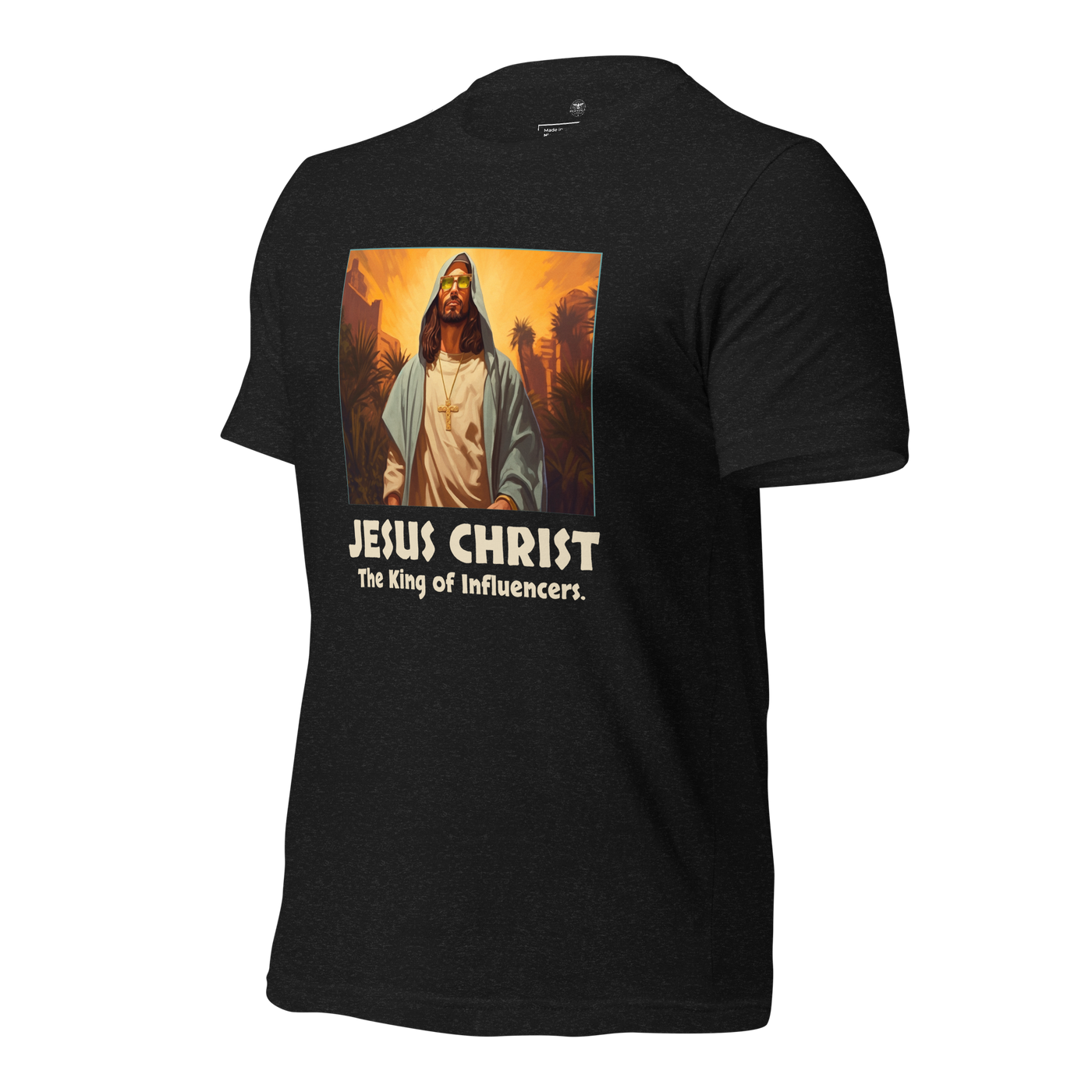 Jesus: King of Influencers Christian Graphic T-Shirt — black, front view 2