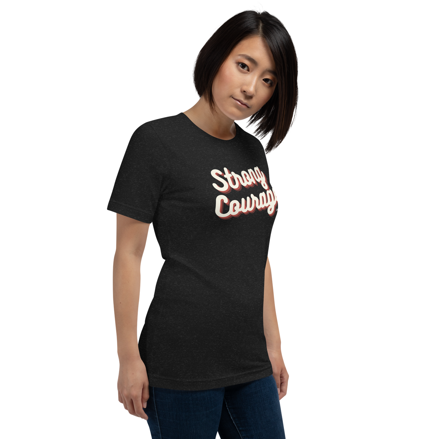 Strong and Courageous Joshua 1:9 Christian T-Shirt — black, front view 13