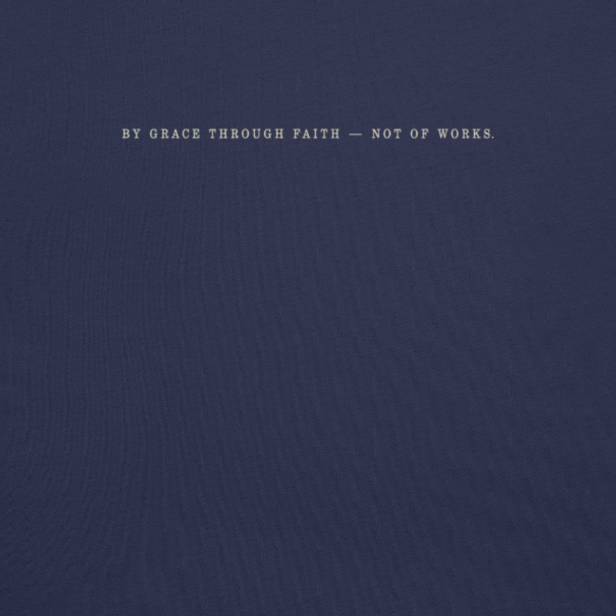 Filed Under Grace Ephesians 2:8 Christian T-Shirt — navy, design detail 2
