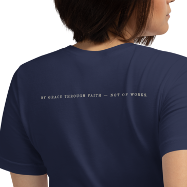 Filed Under Grace Ephesians 2:8 Christian T-Shirt — navy, back. Gospel Noir Christian T-shirt by Heavenly Crafted, Christian streetwear