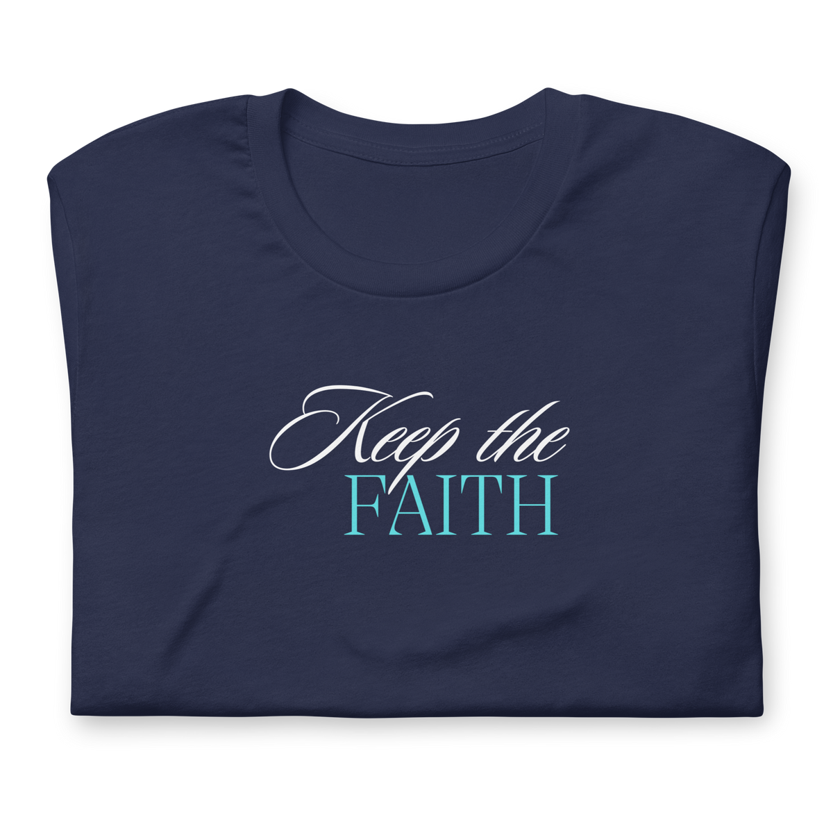 Keep the Faith Navy Christian T-Shirt — navy, folded view