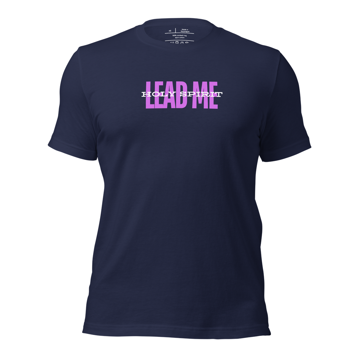 Holy Spirit Lead Me Romans 8:14 Christian T-Shirt — navy, product mockup