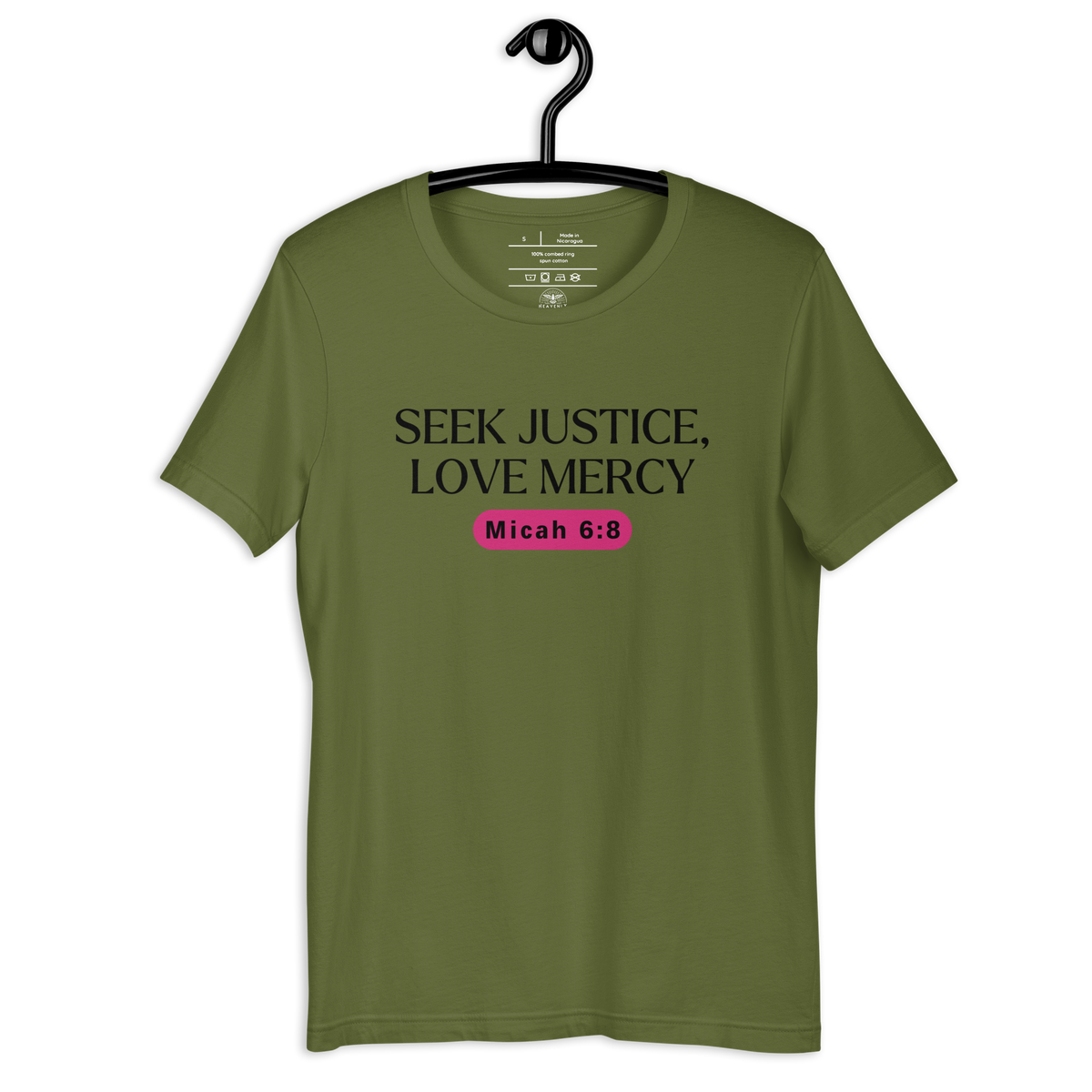 Army of Faith Ephesians 6:11 Christian T-Shirt — army green, hanging view