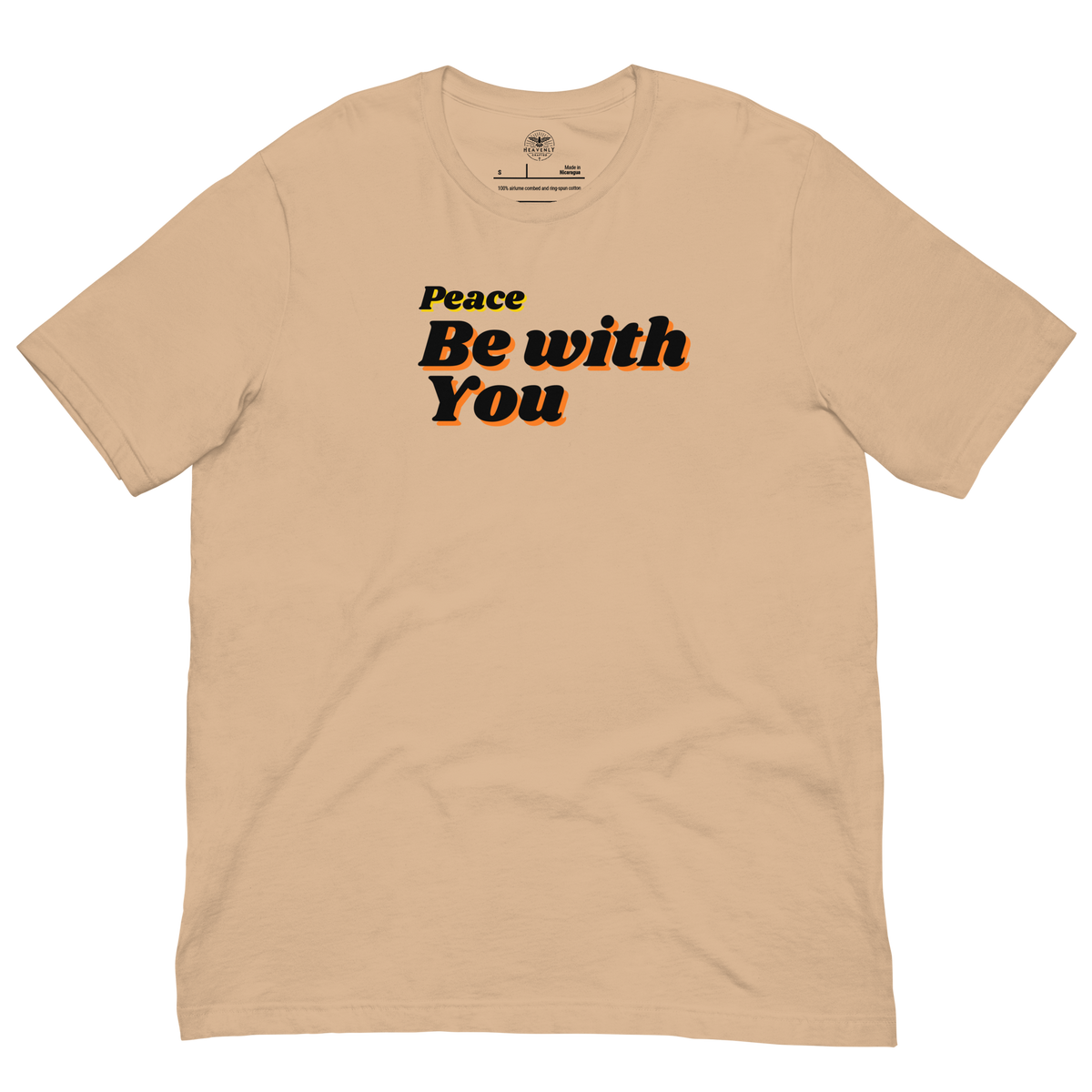 Peace Be With You John 20:19 Vintage Tan T-Shirt — tan, front and back views