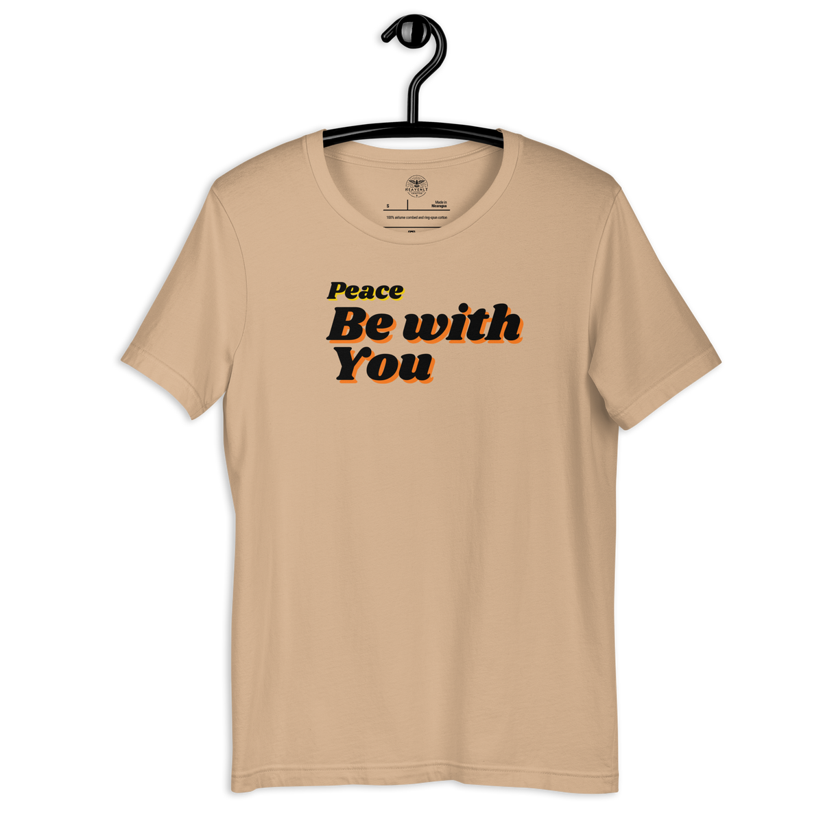 Peace Be With You John 20:19 Vintage Tan T-Shirt — tan, front and back views 3