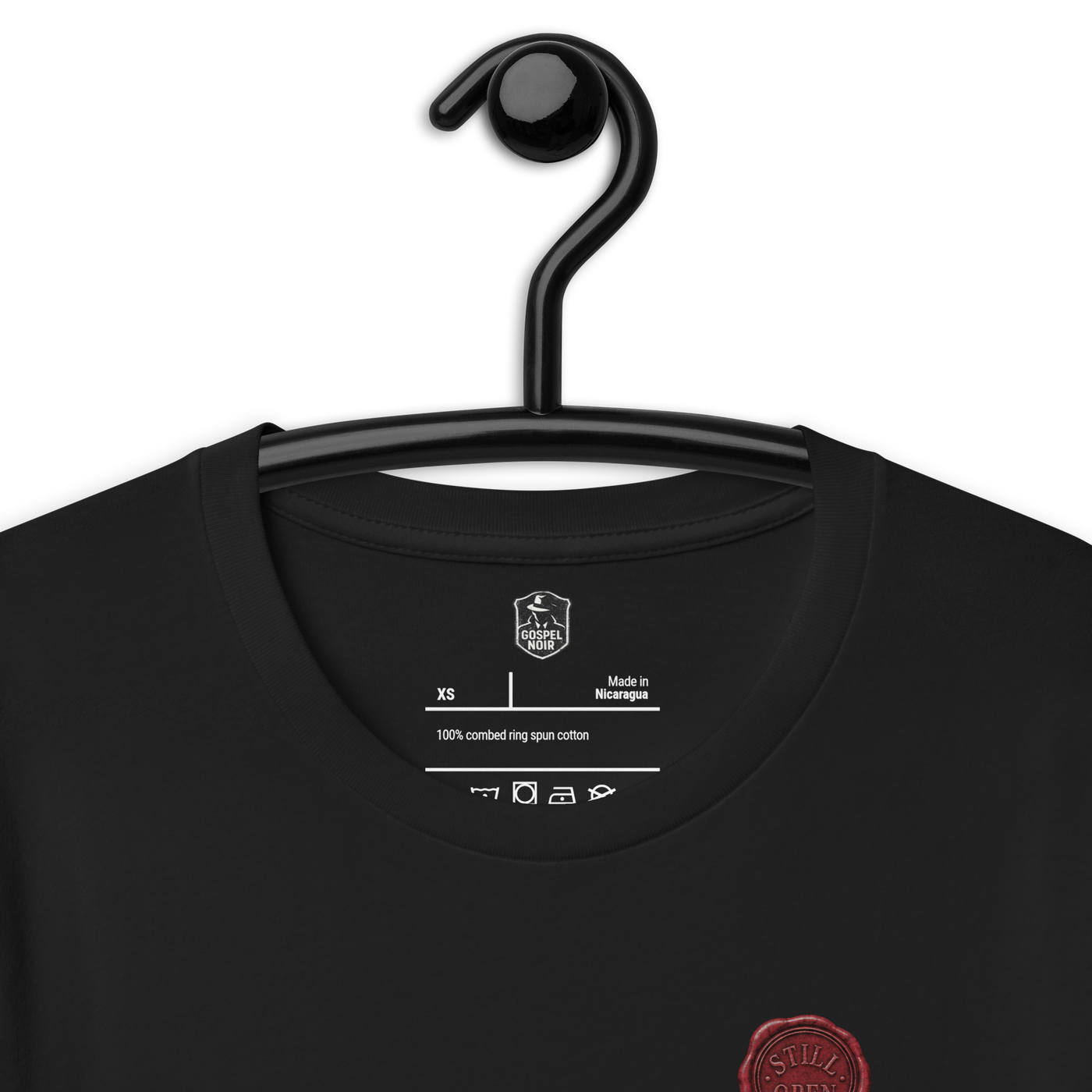 Still Open John 3:16 Christian T-Shirt – Vintage Black — vintage black, design detail