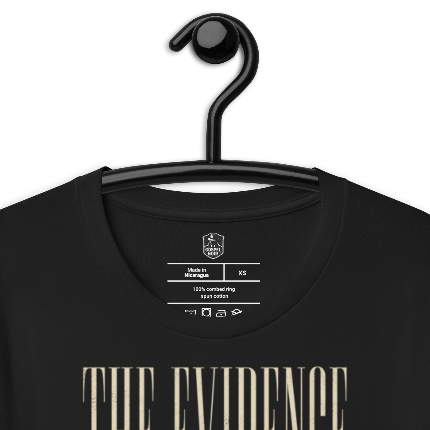 The Evidence Speaks Romans 1:20 Christian T-Shirt — vintage black, hanging view 2