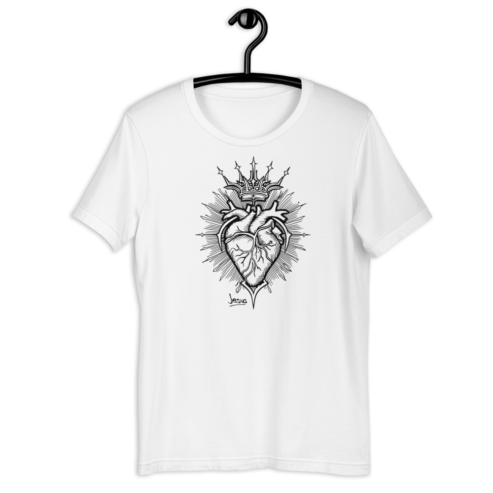 Jesus Heart John 15:12 Christian T-Shirt — white, front view 3