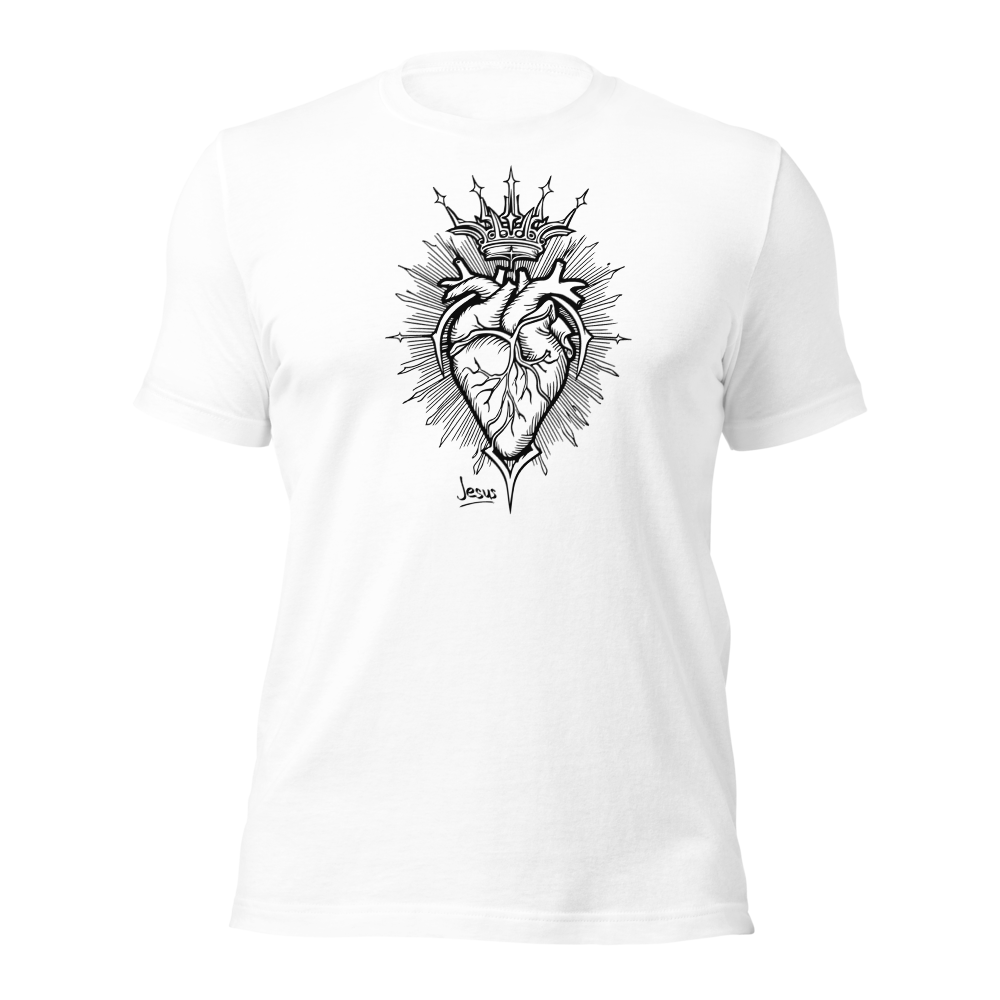 Jesus Heart John 15:12 Christian T-Shirt — white, front view 5