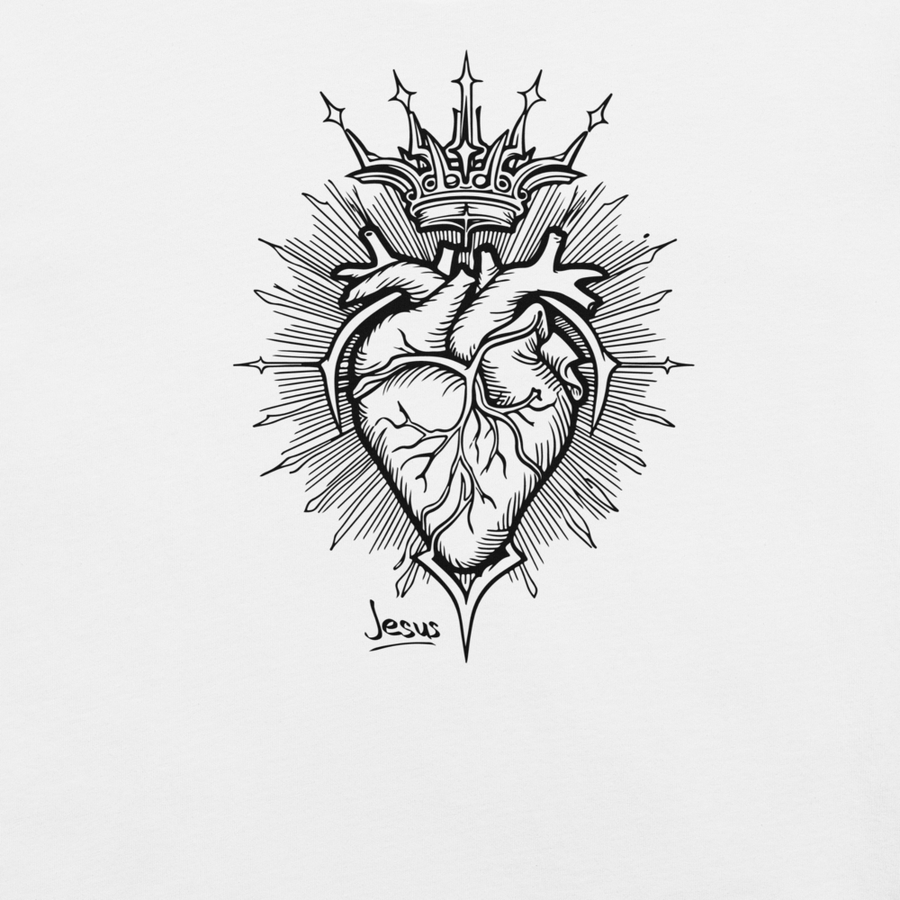 Jesus Heart John 15:12 Christian T-Shirt — white, front view