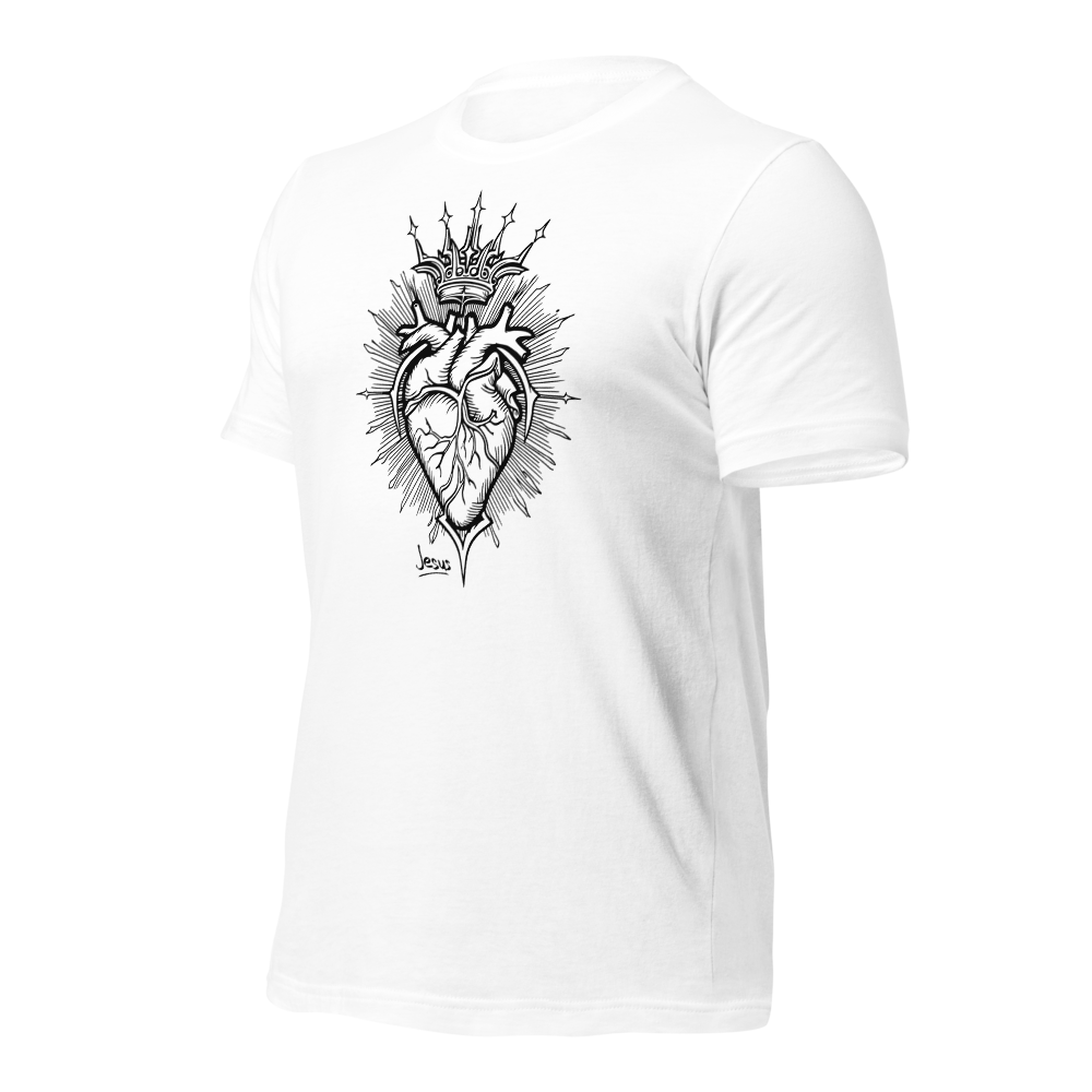Jesus Heart John 15:12 Christian T-Shirt — white, front view 2