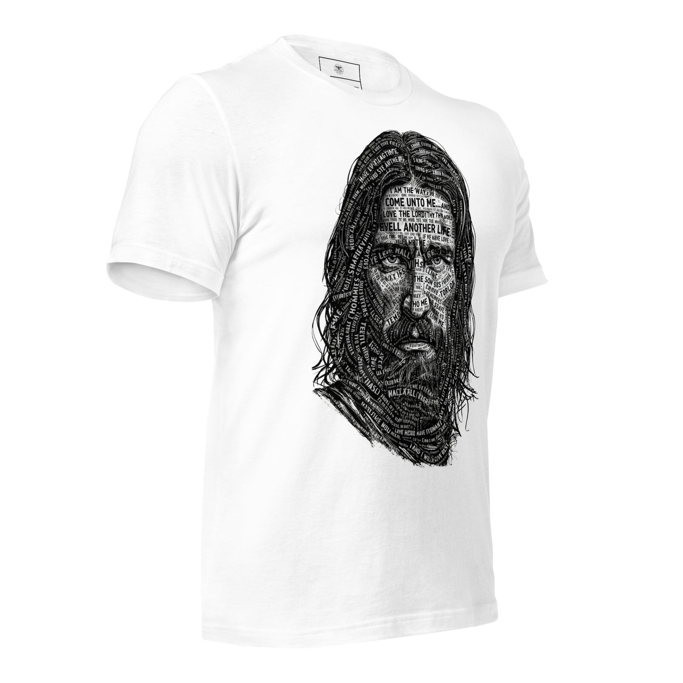 Words of Jesus Portrait T-Shirt – Christian Graphic Tee — white, product mockup 2