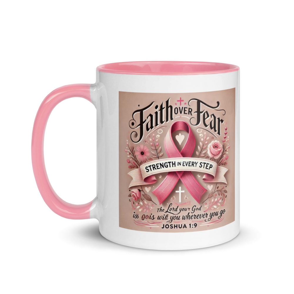 Breast Cancer Awareness Joshua 1:9 Christian Mug – 11 oz — white, product view