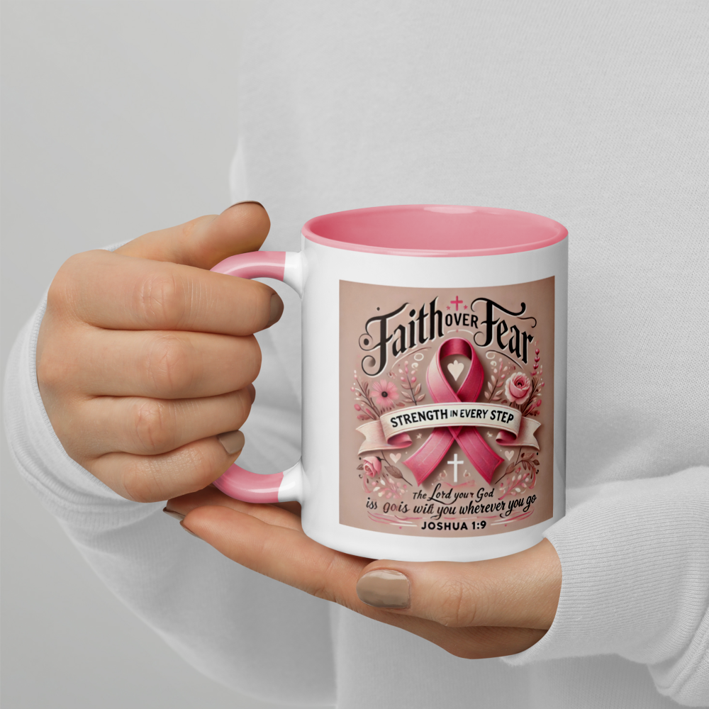 Breast Cancer Awareness Joshua 1:9 Christian Mug – 11 oz — white, product view 4