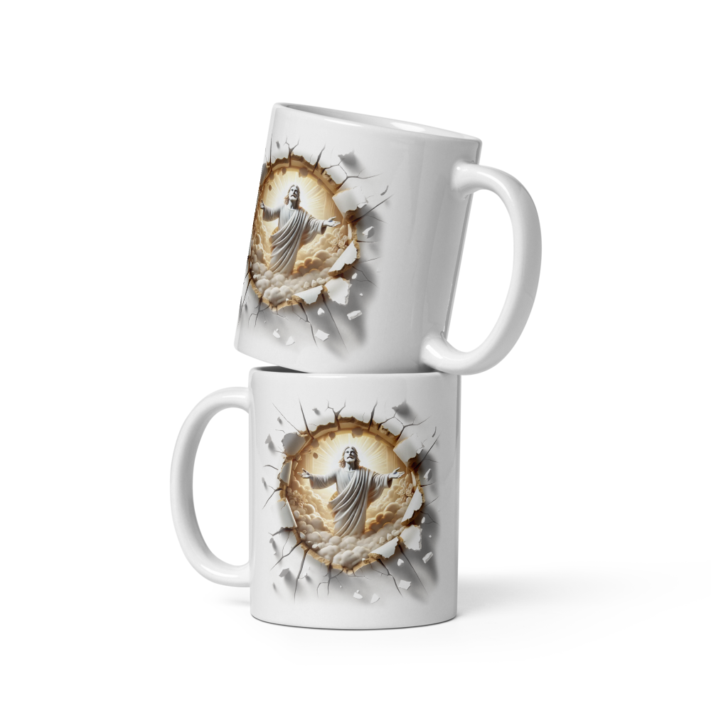Faith Over Fear Isaiah 41:10 Jesus Breakthrough Mug – 11 oz — white, front view 2