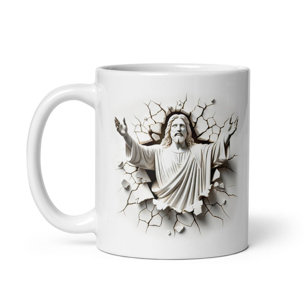 Faith Over Fear Isaiah 41:10 White Christian Mug – 11 oz — white, left-handle view