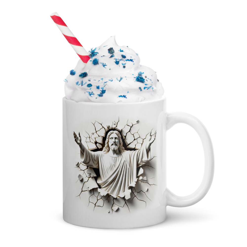Faith Over Fear Isaiah 41:10 White Christian Mug – 11 oz — white, right-handle view 2