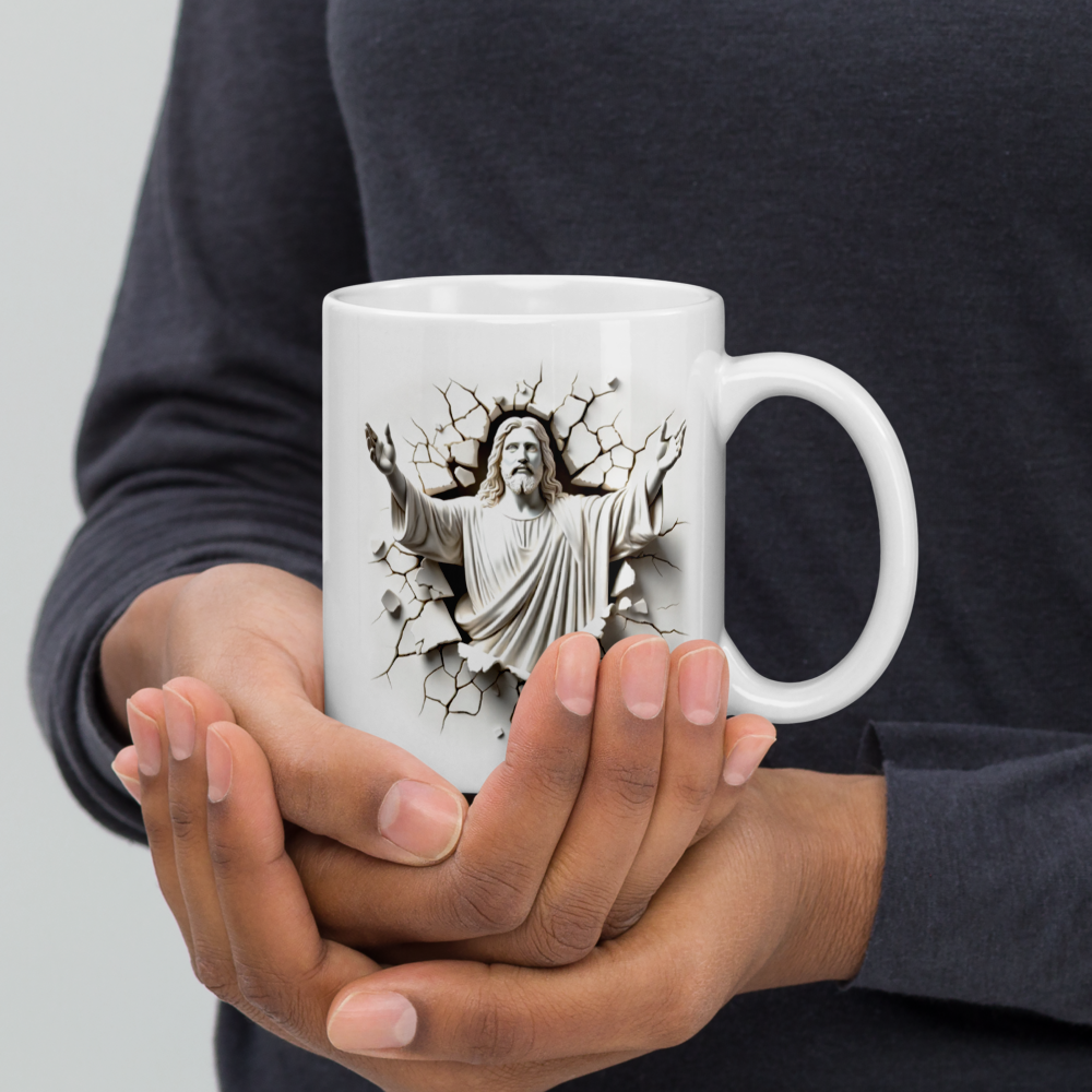 Faith Over Fear Isaiah 41:10 White Christian Mug – 11 oz — white, right-handle view 3