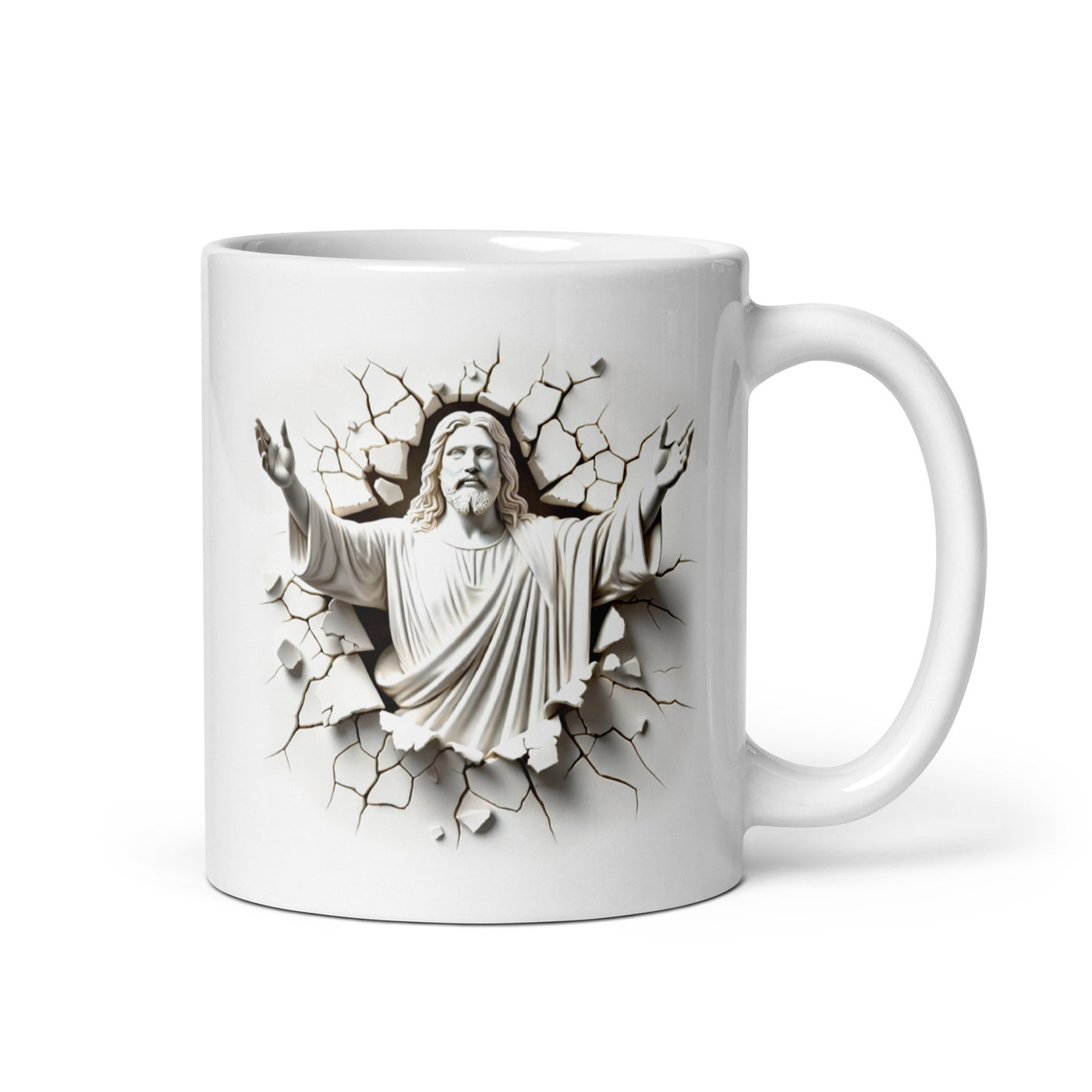 Faith Over Fear Isaiah 41:10 White Christian Mug – 11 oz — white, right-handle view