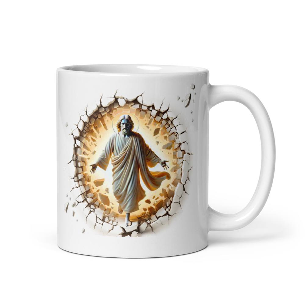 Divine Breakthrough Jesus Christian Mug – 11 oz — white, right-handle view