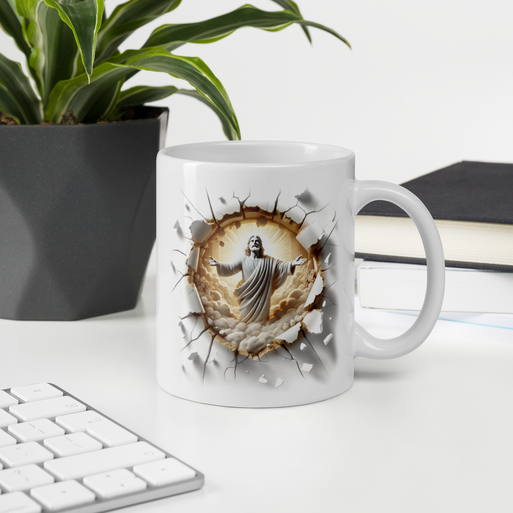 Faith Over Fear Isaiah 41:10 Jesus Breakthrough Mug – 11 oz — white, product view 2